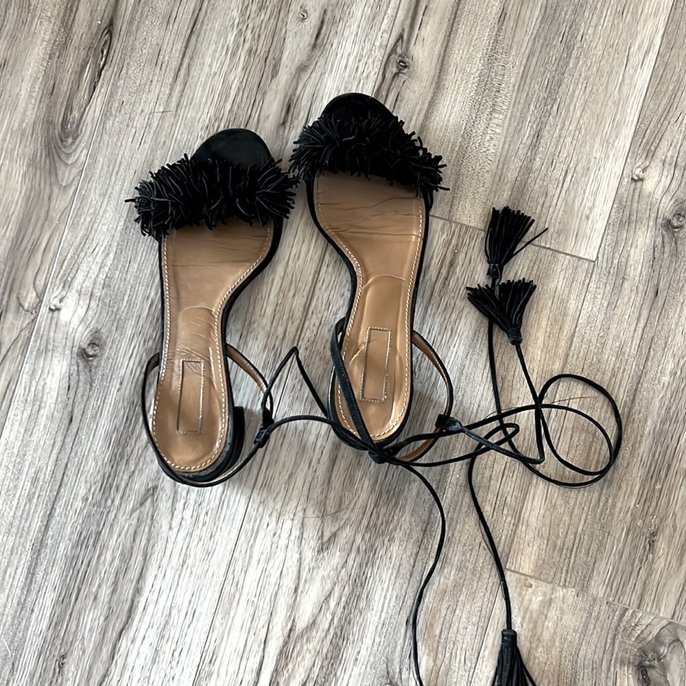 Aquazzura wlid thing 50 fringed heels sandals(with dusty bag)